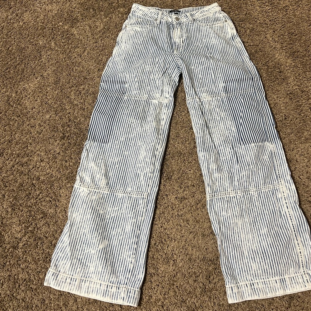 Wild Fable Blue and White Striped Flare Jeans